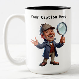 Aanpasbare privé-detective-cartoonmysterie  tweekleurige koffiemok