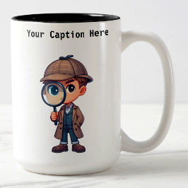 Aanpasbare privé-detective-cartoonmysterie  tweekleurige koffiemok
