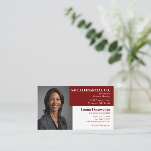 Aanpasbare professionele foto visitekaartje (Staand voorkant)