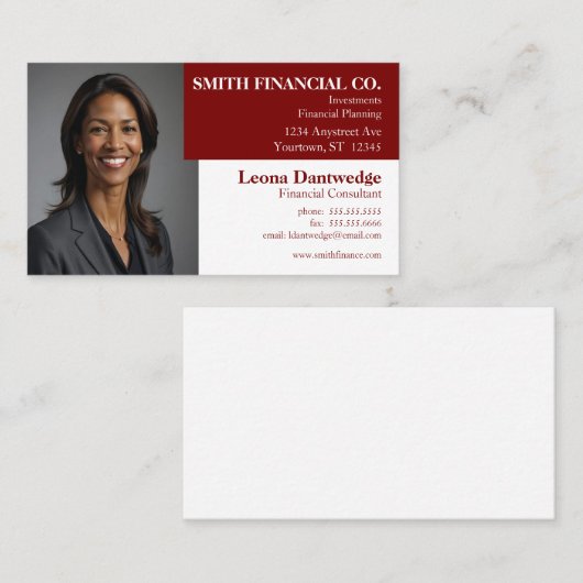 Aanpasbare professionele foto visitekaartje (Voorkant / Achterkant)