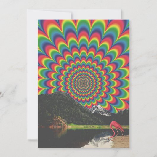 Aanpasbare Psychedelische Flamingo Collage Natuur Feestdagenkaart (Voorkant)