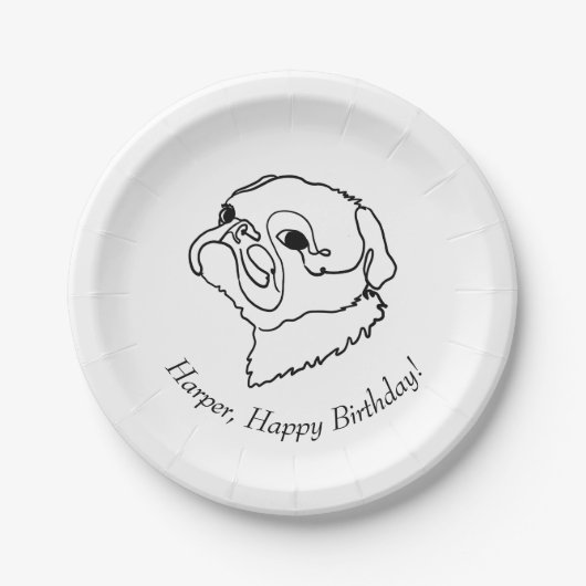 Aanpasbare Pug Celebration Verjaardag Papieren Bordje (Voorkant)