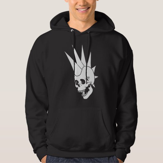 Aanpasbare Punk Schedel Versie 2 Hoodie (Voorkant)