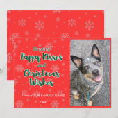 Aanpasbare puppykusjes en kerstwensen feestdagenkaart (Voorkant / Achterkant)