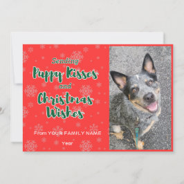 Aanpasbare puppykusjes en kerstwensen feestdagenkaart