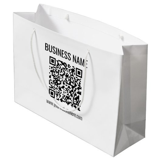 Aanpasbare QR-code & bedrijfsnaam Groot Cadeauzakje (Achterkant Gekanteld)