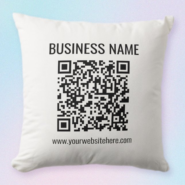 Aanpasbare QR-code & bedrijfsnaam Kussen (Creator heeft geüpload)