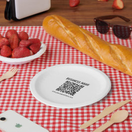 Aanpasbare QR-code & bedrijfsnaam Papieren Bordje