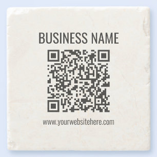Aanpasbare QR-code & bedrijfsnaam Stenen Onderzetter