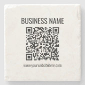 Aanpasbare QR-code & bedrijfsnaam Stenen Onderzetter (Voorkant)