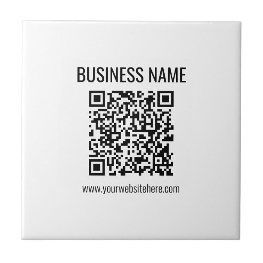 Aanpasbare QR-code & bedrijfsnaam Tegeltje (Voorkant)