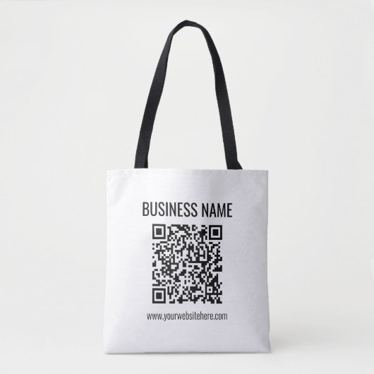 Aanpasbare QR-code & bedrijfsnaam Tote Bag (Voorkant)