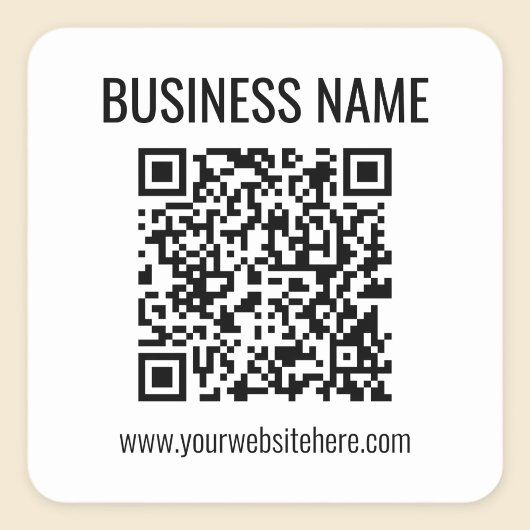 Aanpasbare QR-code & bedrijfsnaam Vierkante Sticker