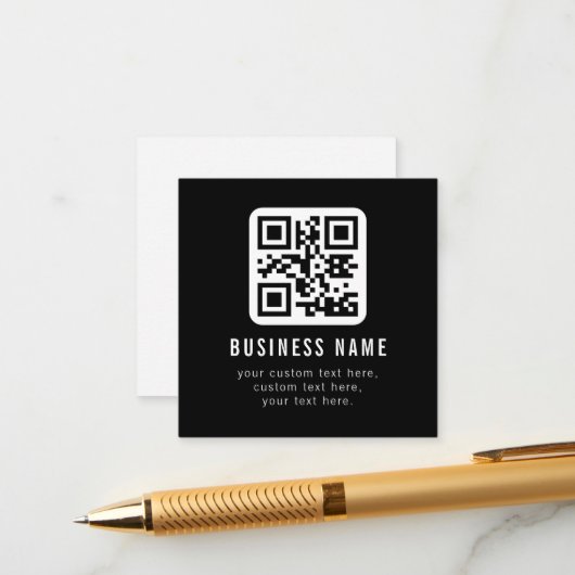 Aanpasbare QR-code & bewerkbare tekstontwerp Informatiekaartje (Voorkant / Achterkant in situ)