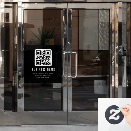 Aanpasbare QR-code & bewerkbare tekstontwerp Raamsticker (Kantoordeur)