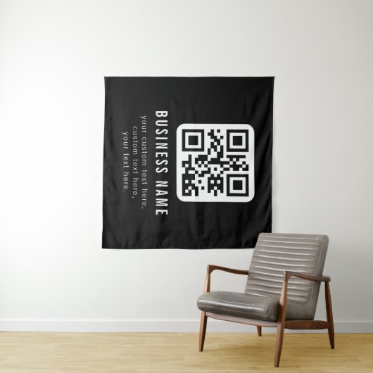 Aanpasbare QR-code & bewerkbare tekstontwerp Wandkleed (In Situ (horizontaal))
