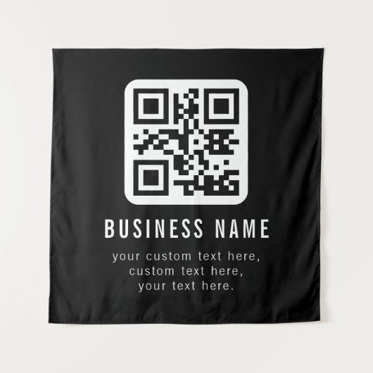 Aanpasbare QR-code & bewerkbare tekstontwerp Wandkleed (Voorkant)