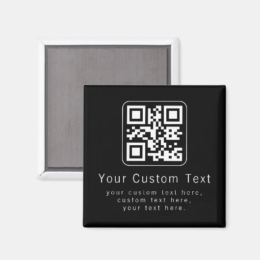 Aanpasbare QR-code & bewerkbare tekstsjabloon Magneet (Voorkant / Achterkant)