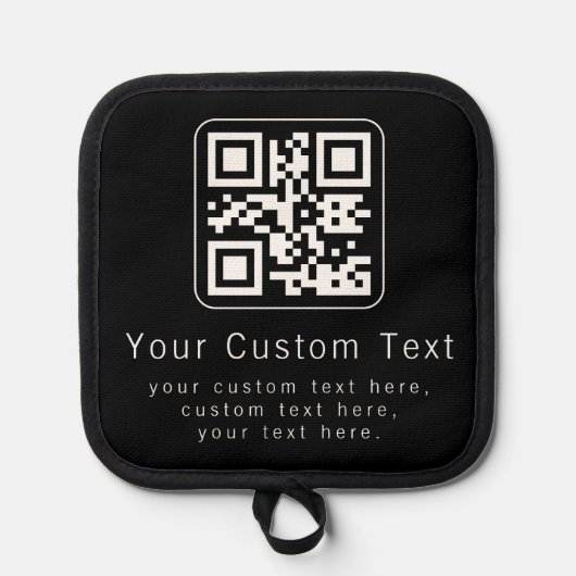 Aanpasbare QR-code & bewerkbare tekstsjabloon Pannenlap (Voorkant)