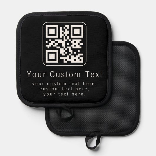 Aanpasbare QR-code & bewerkbare tekstsjabloon Pannenlap (Voorkant / Achterkant)