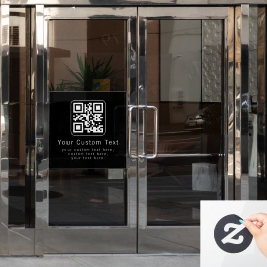 Aanpasbare QR-code & bewerkbare tekstsjabloon Raamsticker (Kantoordeur)