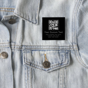 Aanpasbare QR-code & bewerkbare tekstsjabloon Vierkante Button 5,1 Cm