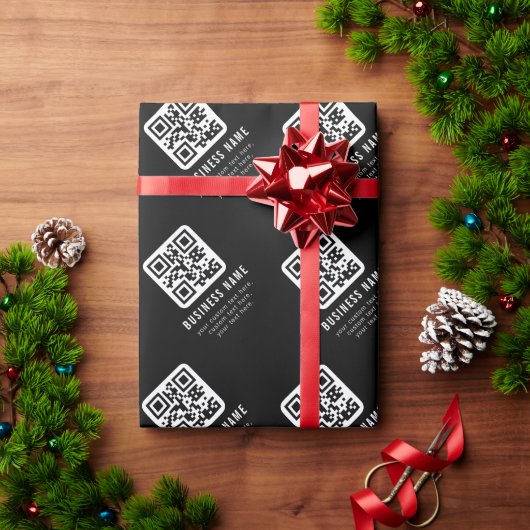 Aanpasbare QR-code en bewerkbare tekstontwerp Cadeaupapier (Feestdagen Geschenken)