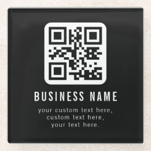 Aanpasbare QR-code en bewerkbare tekstontwerp Glazen Onderzetter