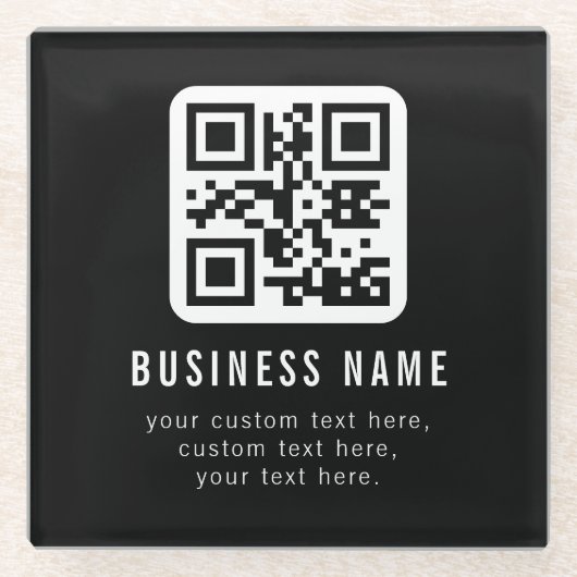 Aanpasbare QR-code en bewerkbare tekstontwerp Glazen Onderzetter (Voorkant)