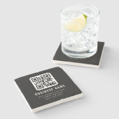 Aanpasbare QR-code en bewerkbare tekstontwerp Stenen Onderzetter (Zijkant)