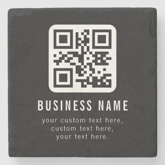 Aanpasbare QR-code en bewerkbare tekstontwerp Stenen Onderzetter (Voorkant)