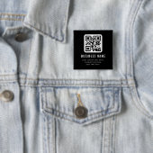 Aanpasbare QR-code en bewerkbare tekstontwerp Vierkante Button 5,1 Cm (In situ)