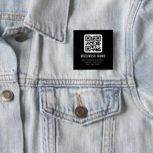 Aanpasbare QR-code en bewerkbare tekstontwerp Vierkante Button 5,1 Cm (In situ)