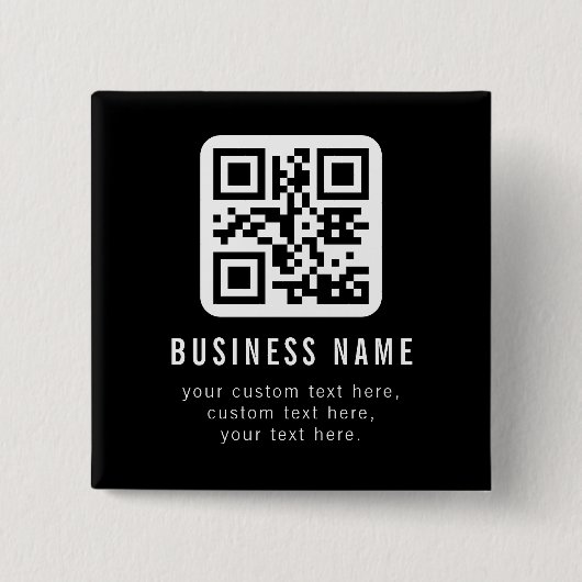 Aanpasbare QR-code en bewerkbare tekstontwerp Vierkante Button 5,1 Cm (Voorkant)