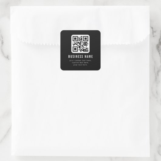 Aanpasbare QR-code en bewerkbare tekstontwerp Vierkante Sticker (Tas)