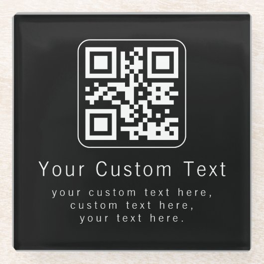 Aanpasbare QR-code en bewerkbare tekstsjabloon Glazen Onderzetter (Voorkant)