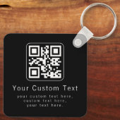 Aanpasbare QR-code en bewerkbare tekstsjabloon Sleutelhanger (Achterkant)