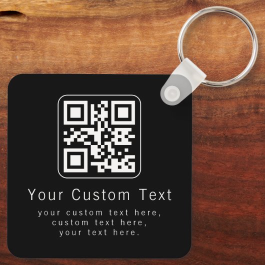 Aanpasbare QR-code en bewerkbare tekstsjabloon Sleutelhanger (Achterkant)
