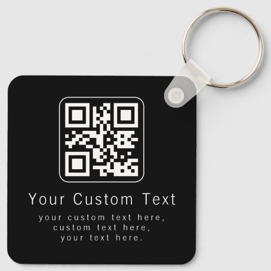 Aanpasbare QR-code en bewerkbare tekstsjabloon Sleutelhanger (Achterkant)