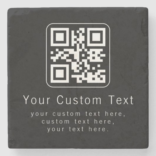 Aanpasbare QR-code en bewerkbare tekstsjabloon Stenen Onderzetter (Voorkant)