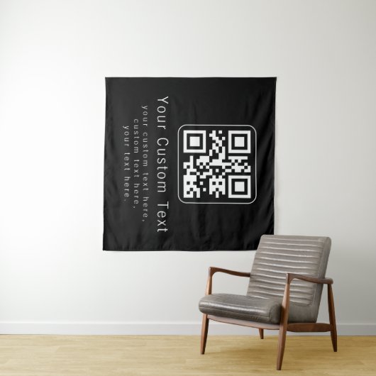 Aanpasbare QR-code en bewerkbare tekstsjabloon Wandkleed (In Situ (horizontaal))