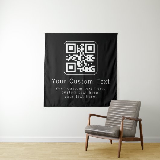 Aanpasbare QR-code en bewerkbare tekstsjabloon Wandkleed (In situ)