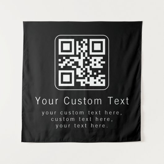 Aanpasbare QR-code en bewerkbare tekstsjabloon Wandkleed (Voorkant)