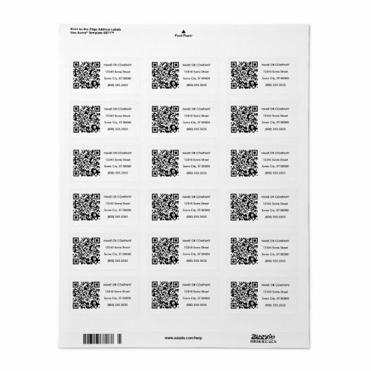 aanpasbare QR-code Etiket (Full Sheet)
