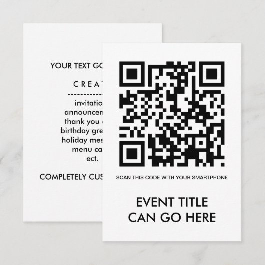 aanpasbare QR-code Kaart (Voorkant / Achterkant)