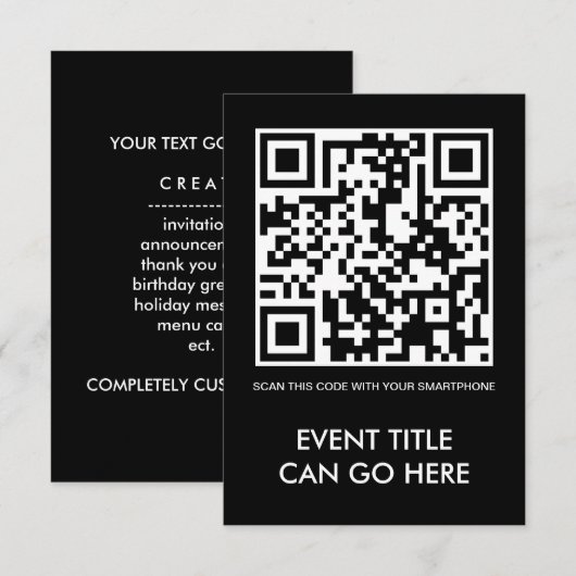 aanpasbare QR-code Kaart (Voorkant / Achterkant)