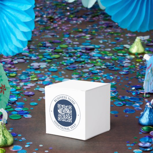 Aanpasbare QR-code & tekst | donker marineblauw Bedankdoosjes (Feest)