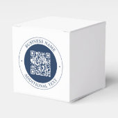 Aanpasbare QR-code & tekst | donker marineblauw Bedankdoosjes (Voorkant Zijde)