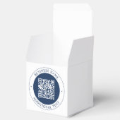 Aanpasbare QR-code & tekst | donker marineblauw Bedankdoosjes (Geopend)