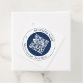 Aanpasbare QR-code & tekst | donker marineblauw Bedankjes Labels (In situ)